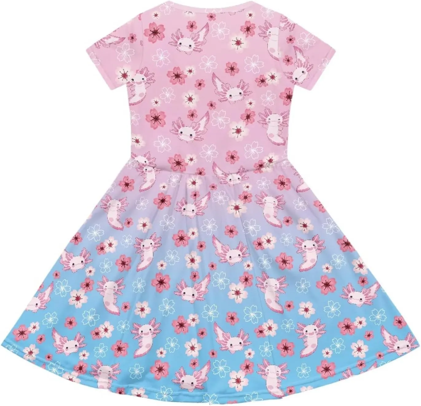 Girls Dress with Pockets Basic Short Sleeve High Waist Swing Skater Dress School Party Dress for Kids