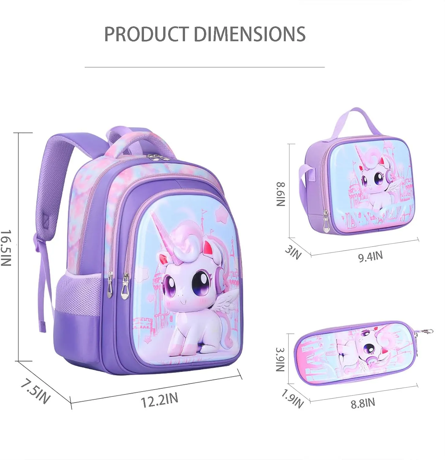GLOOMALL Cute Rolling Backpack Three-piece Set with Lunch Bag School Girls Boys, Lightweight Trolley Travel Bag with 6 Wheels Classic Roller Luggage (Gray spaceman)