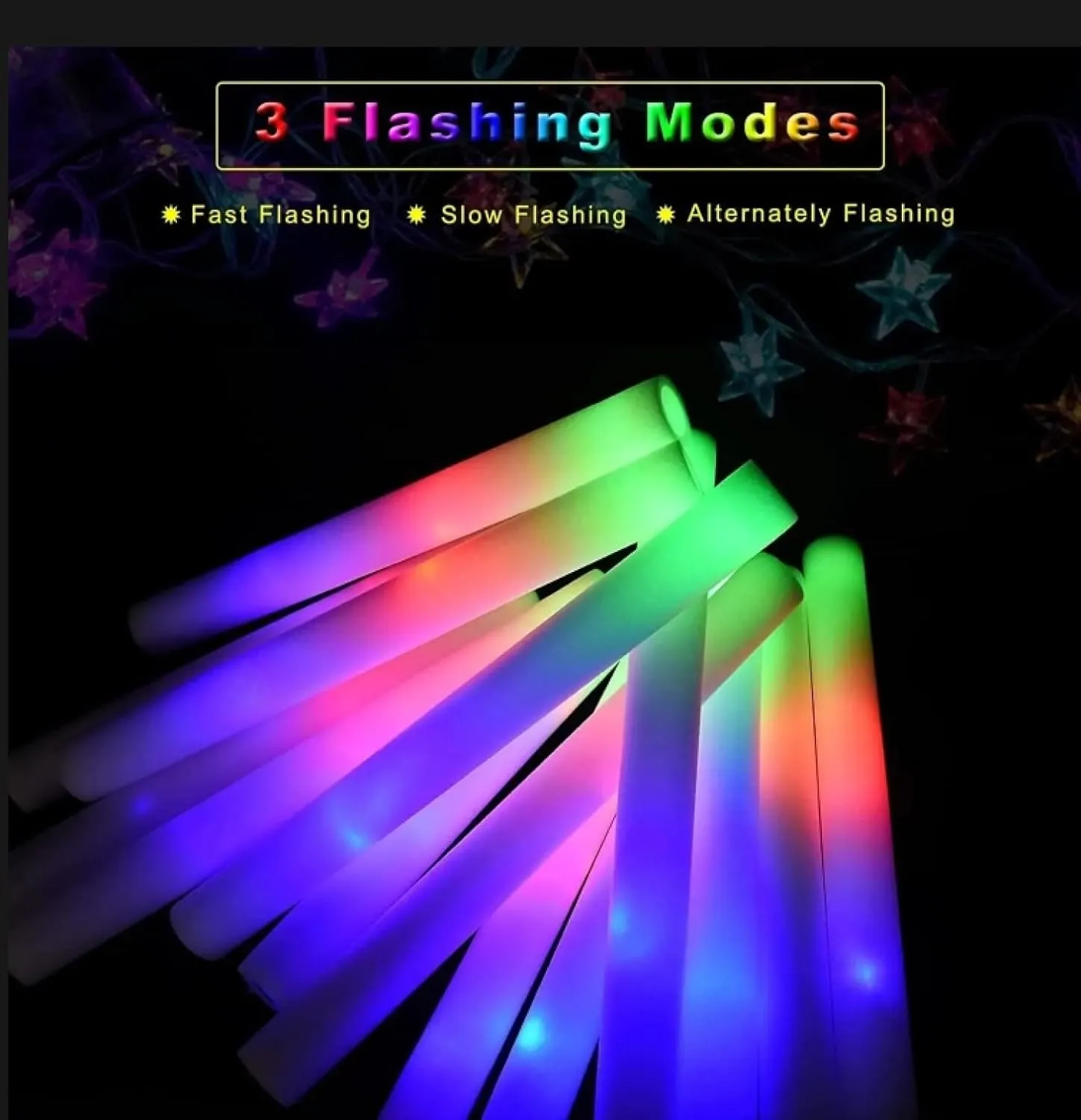 Glow Foam Wand, 36 Pcs Giant LED Light Up Sticks 3 Modes Flashing Glowing Baton Wands Party Supplies for Wedding, Raves,Concert,Birthday,Christmas, Halloween,Sporting Events