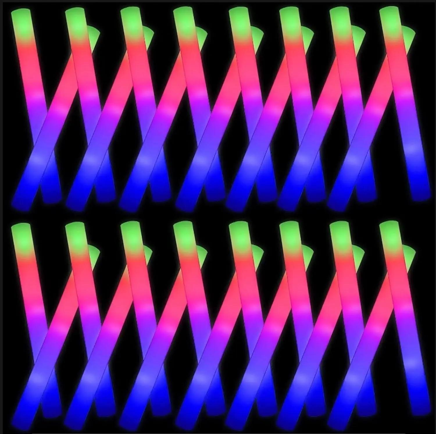 Glow Foam Wand, 36 Pcs Giant LED Light Up Sticks 3 Modes Flashing Glowing Baton Wands Party Supplies for Wedding, Raves,Concert,Birthday,Christmas, Halloween,Sporting Events