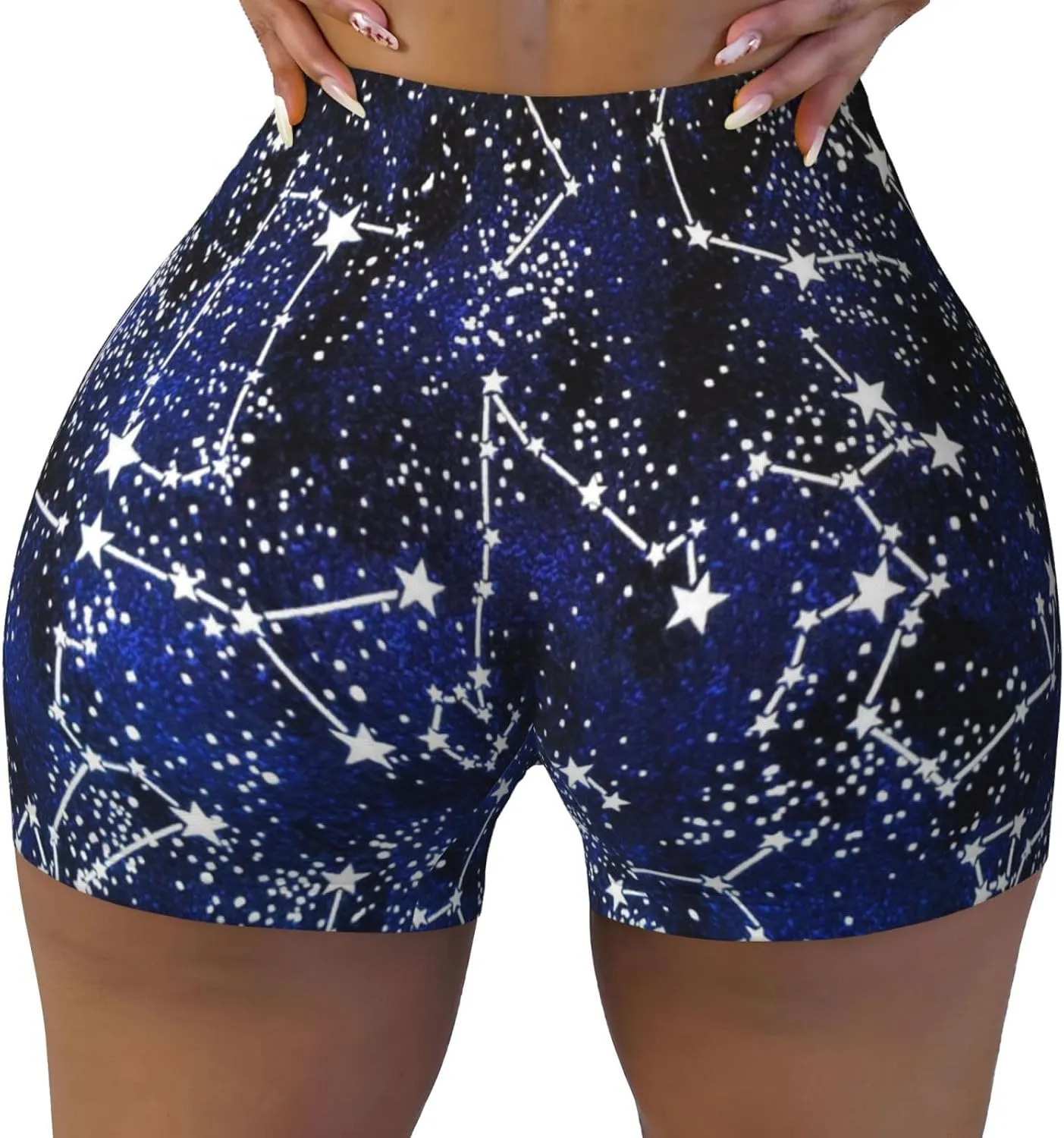 Glow in The Dark Print Women's Workout Shorts Elastic Athletic Gym Shorts Summer Seamless High-Waisted Yoga