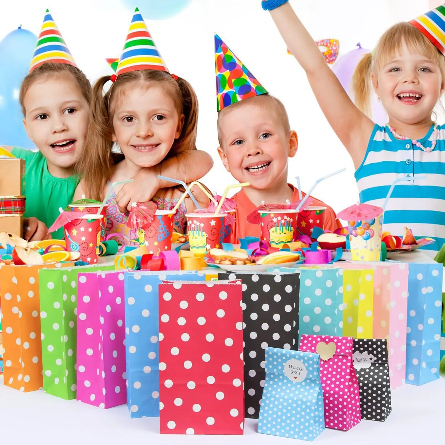 Gold Polka Dot Paper Bags Small Paper Party Treat Bags 50 PCS 5.1 x 3.1 x 9.4 Inch
