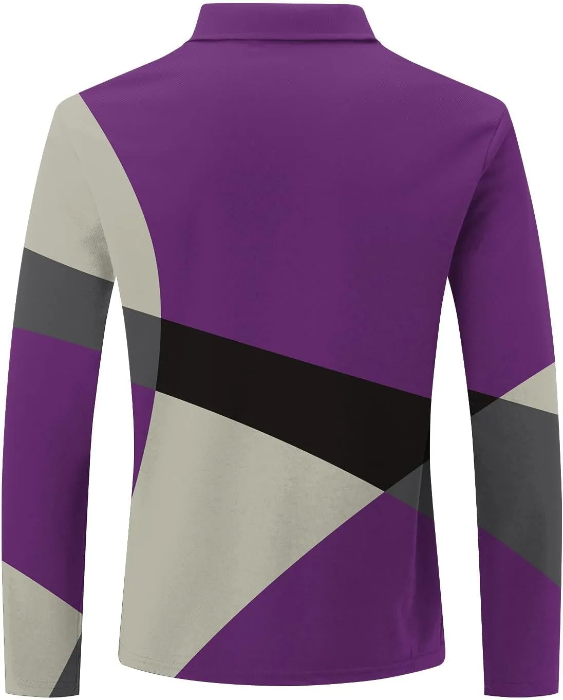 Golf Shirts for Men Lightweight Long Sleeve Quarter-Zip Henley Sweatshirts Loose Fit Color Block Causal Polo Pullover