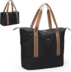 GOLF SUPAGS Large Duffel Bag Women Sports Bag Portable Travel Bags, Expandable Space Weekender Bag for Sports, Gym and Travel (Black)