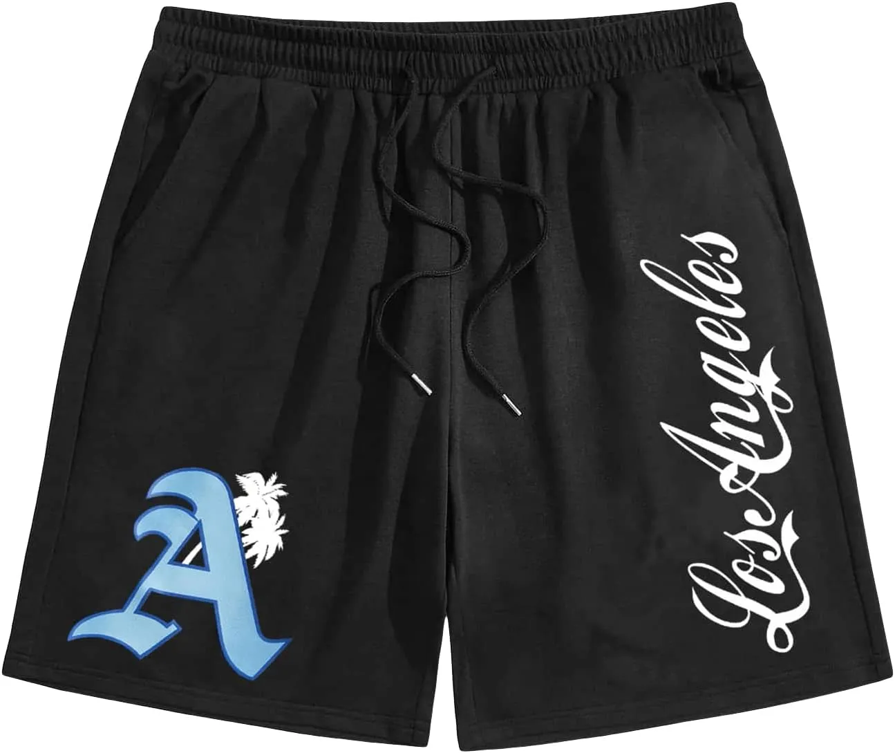 GORGLITTER Men's Letter Graphic Track Shorts Drawstring Waist Summer Workout Shorts