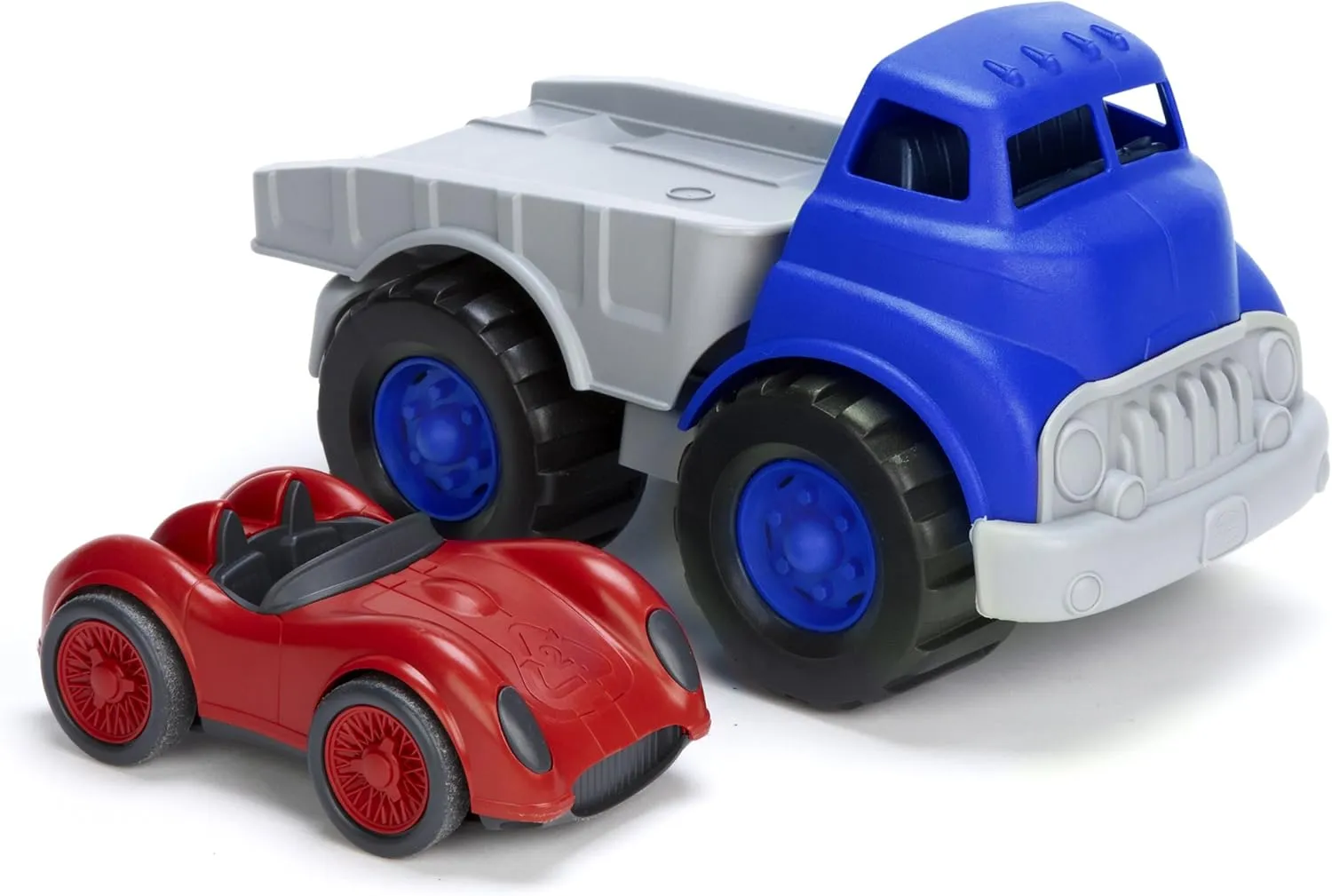 Green Toys Flat Bed Truck Blue/Grey & Race Car Red, 12 months - 6 years