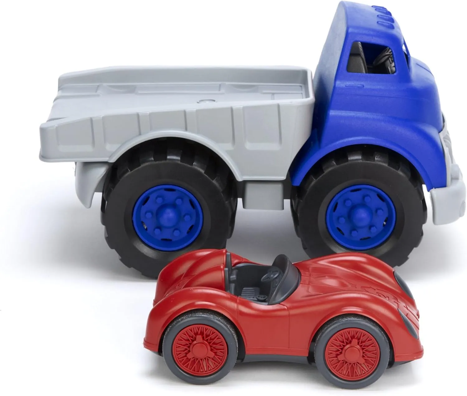 Green Toys Flat Bed Truck Blue/Grey & Race Car Red, 12 months - 6 years