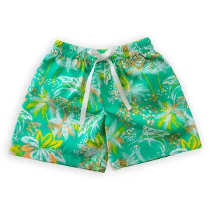 Green Tropical Sunshine Print Boy's Shorts
