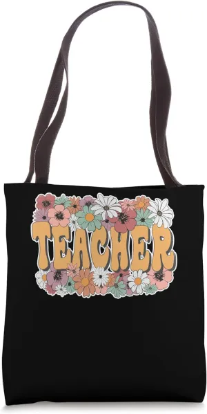 Groovy Flower Academic Teacher Journey with Back to School Tote Bag
