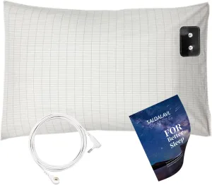 Grounding Pillowcase Queen Conductive Grounding Pillow Cases Organic Cotton Grounding Sheets with 15ft Grounding Cord for Better Sleep Pain Relief Improve Energy (20X30in) 1PC