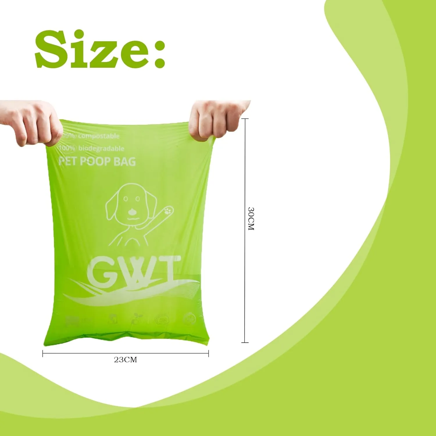 GWT Dog Poop Bags Rolls 9"x13" Certified Home Plant Based Doggie Bags for Poop 270 Count Pet Waste Bags for Outside and Backyard