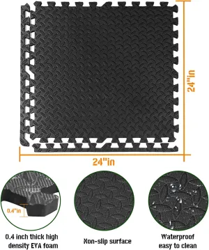 GWT Puzzle Exercise Mat, EVA Foam Interlocking Floor Tiles for Home Gym, Workout Equipment, treadmill, Protective Flooring, Fit Tile 24 SQ FT (6 Pcs)