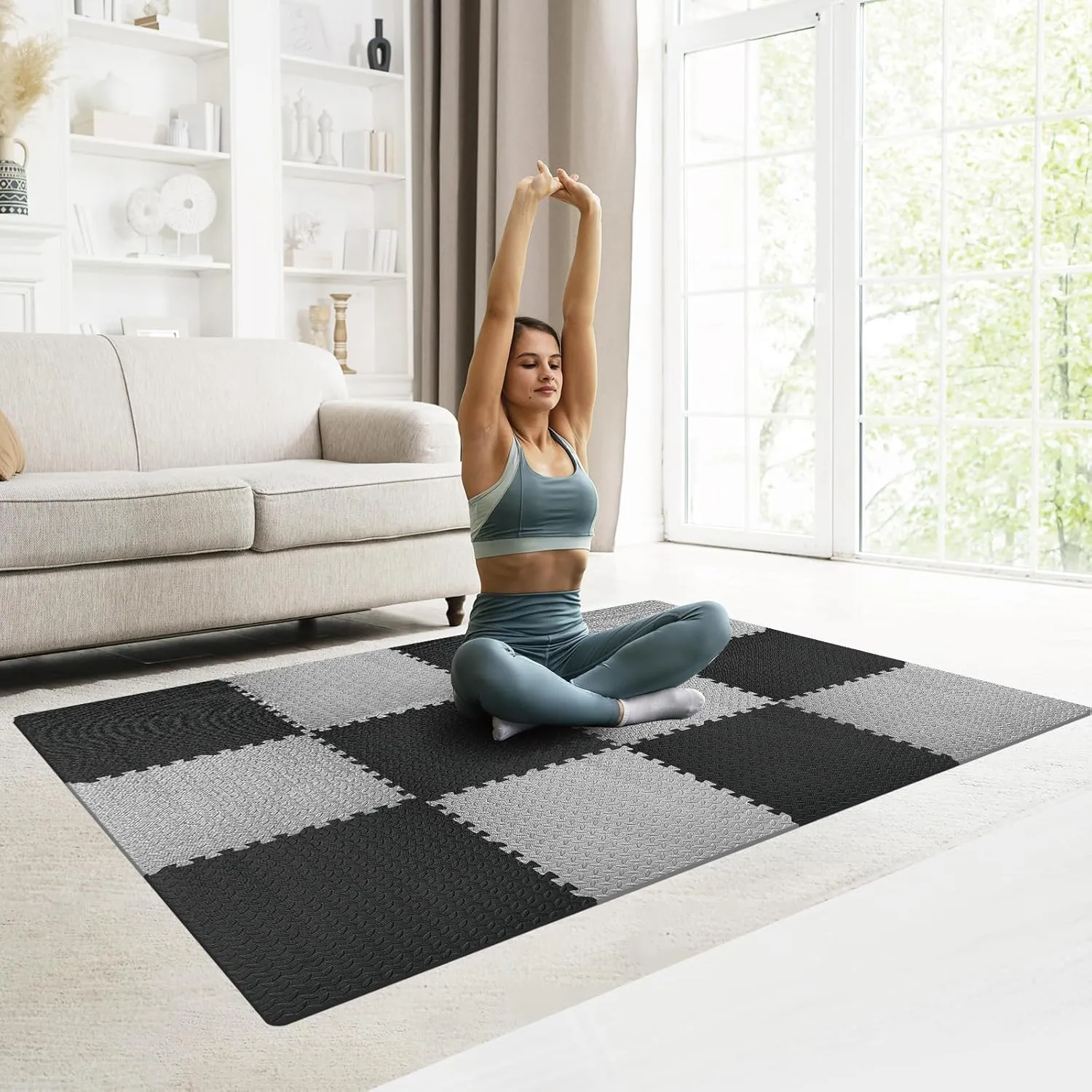 GWT Puzzle Exercise Mat, EVA Foam Interlocking Floor Tiles for Home Gym, Workout Equipment, treadmill, Protective Flooring, Fit Tile 24 SQ FT (6 Pcs)