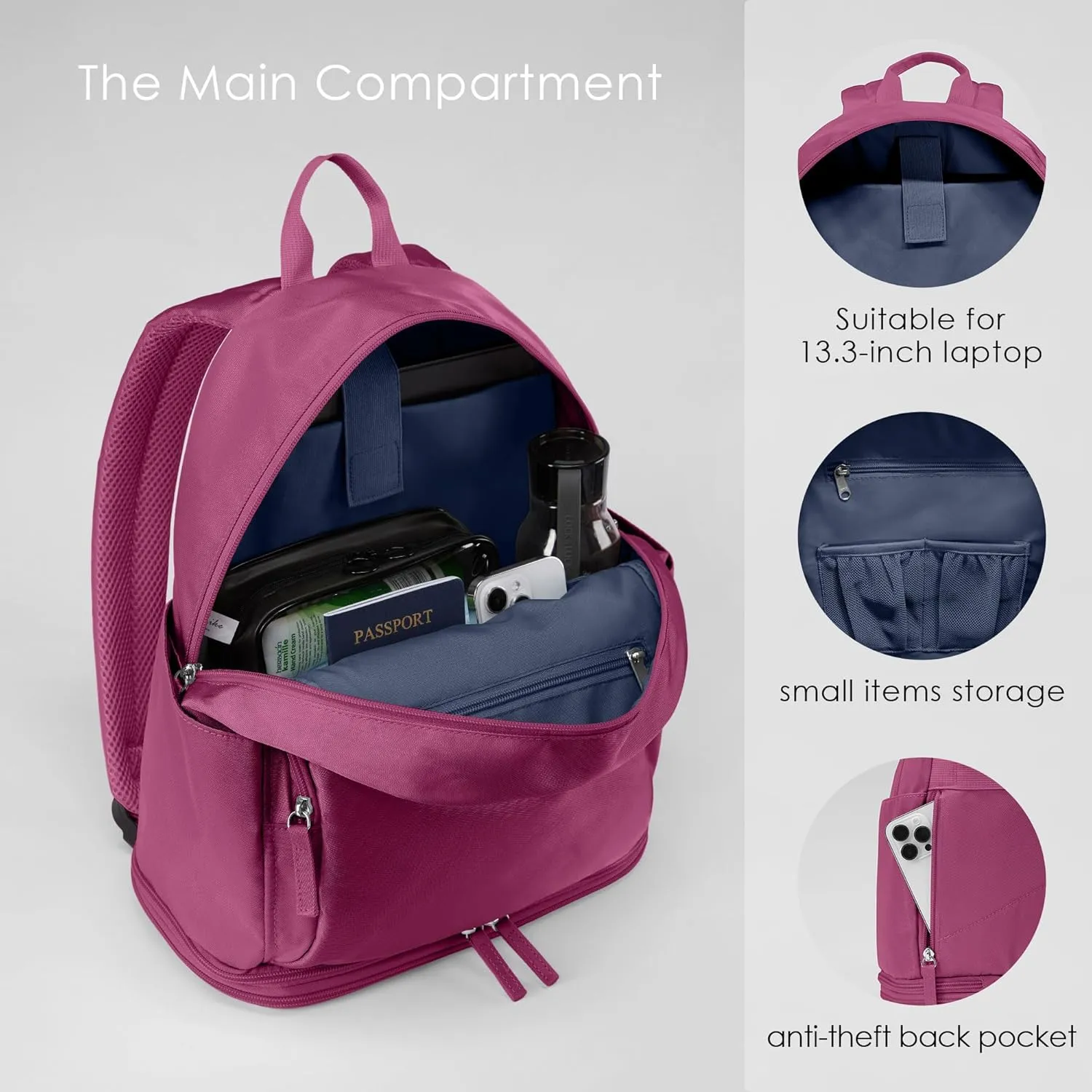 Gym Backpack for Women Small Gym bag with Expandable Shoe Compartment Waterproof Travel Backpack 26L