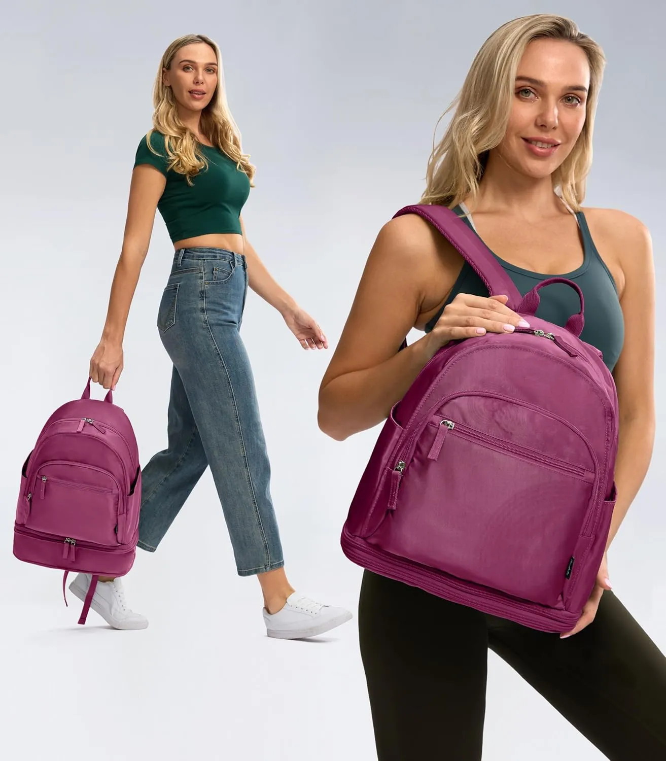 Gym Backpack for Women Small Gym bag with Expandable Shoe Compartment Waterproof Travel Backpack 26L