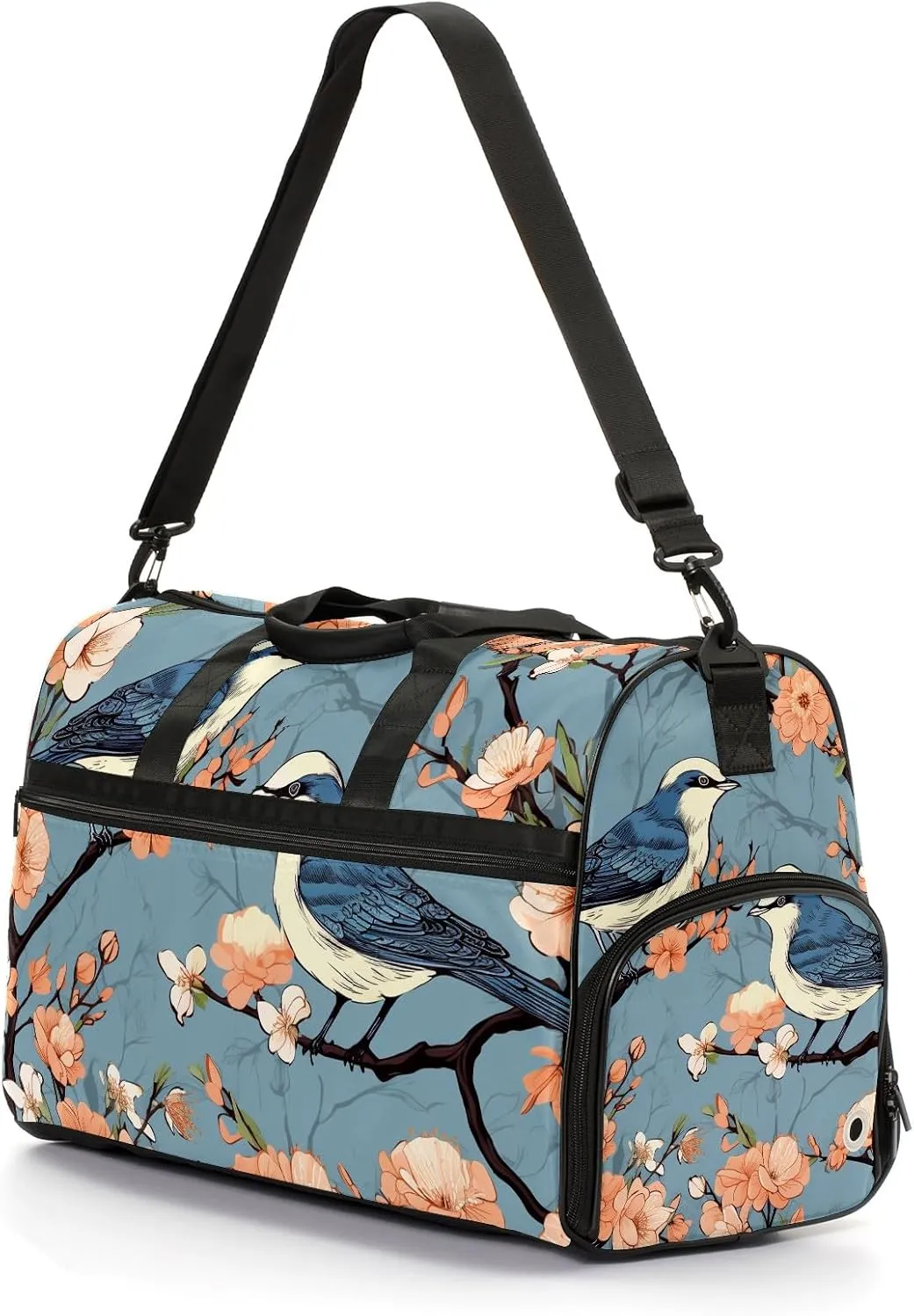 Gym Bag for Women, Carry on Weekender Overnight Bag, Travel Duffel Bags, Personal Item Travel Bag Tote Bag Workout Dance Bag, Chinese Painting Bird - 41