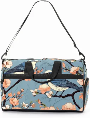 Gym Bag for Women, Carry on Weekender Overnight Bag, Travel Duffel Bags, Personal Item Travel Bag Tote Bag Workout Dance Bag, Chinese Painting Bird - 41