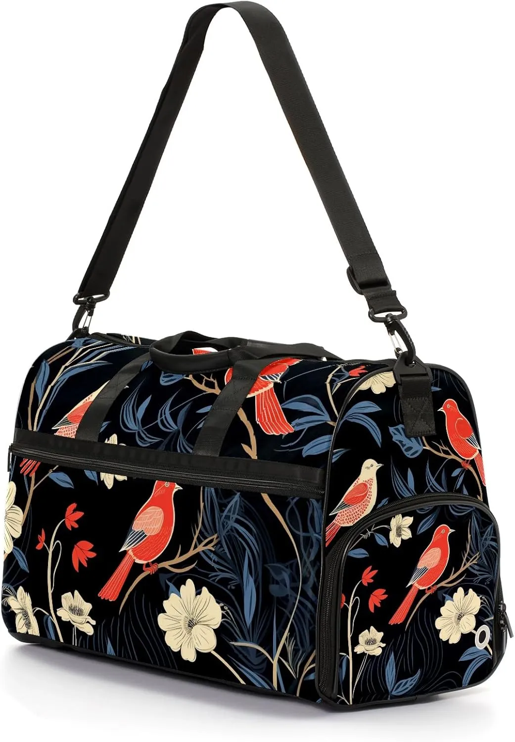 Gym Bag for Women, Carry on Weekender Overnight Bag, Travel Duffel Bags, Personal Item Travel Bag Tote Bag Workout Dance Bag, Chinese Painting Bird - 46