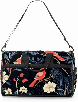 Gym Bag for Women, Carry on Weekender Overnight Bag, Travel Duffel Bags, Personal Item Travel Bag Tote Bag Workout Dance Bag, Chinese Painting Bird - 46