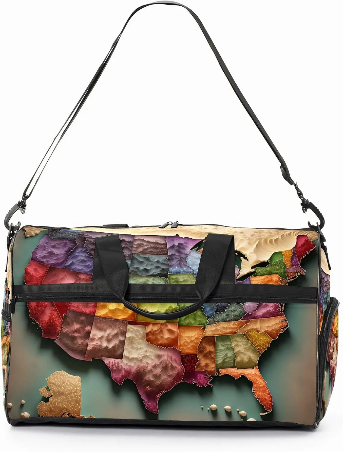 Gym Bag for Women Men, Yoga Bag with Shoe Pocket, Travel Duffel Tote Bag for Plane, Workout, Swimming, Weekend Overnight Bag Carry on Bag Hospital Holdalls, America Map - 23