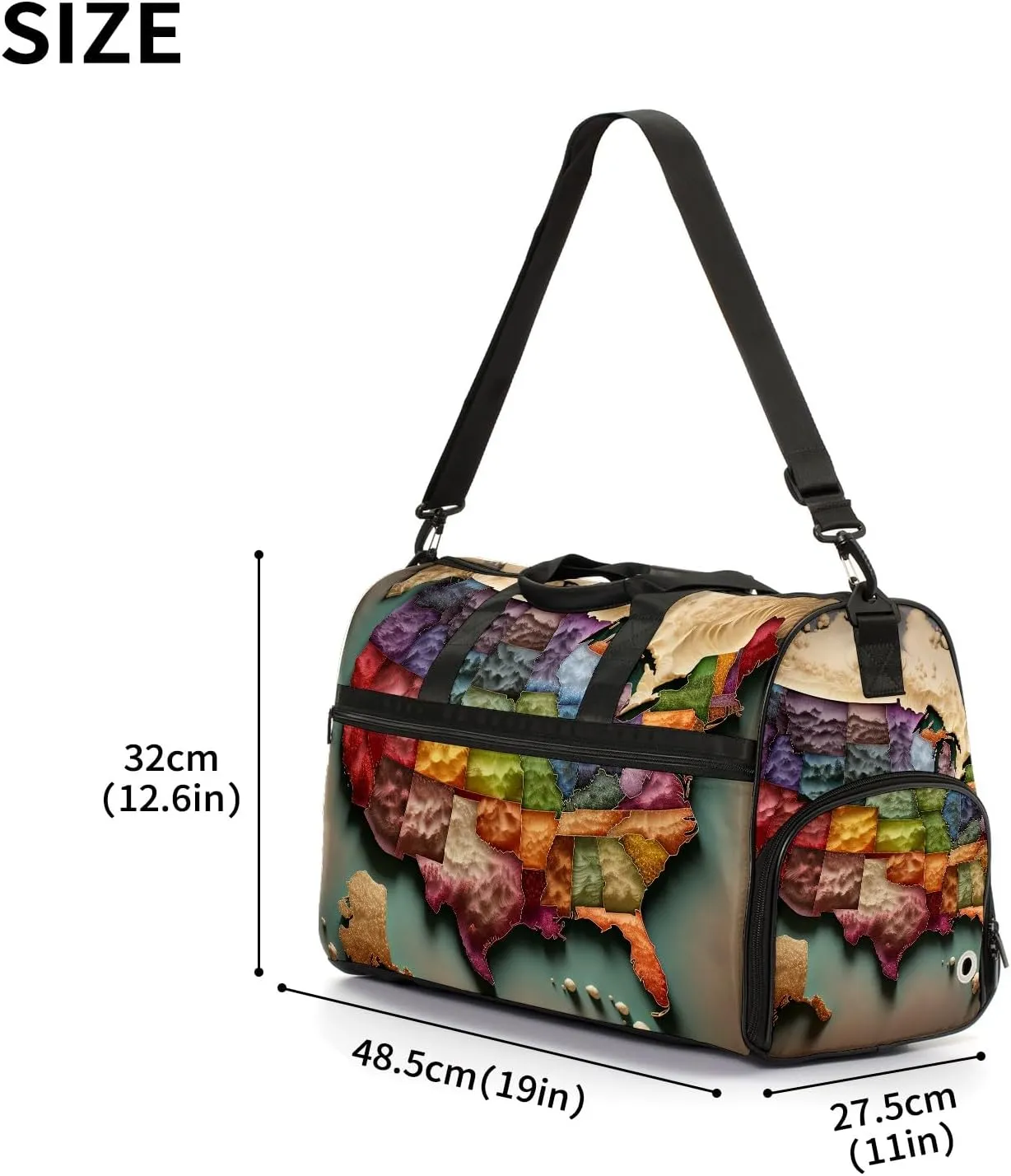 Gym Bag for Women Men, Yoga Bag with Shoe Pocket, Travel Duffel Tote Bag for Plane, Workout, Swimming, Weekend Overnight Bag Carry on Bag Hospital Holdalls, America Map - 23