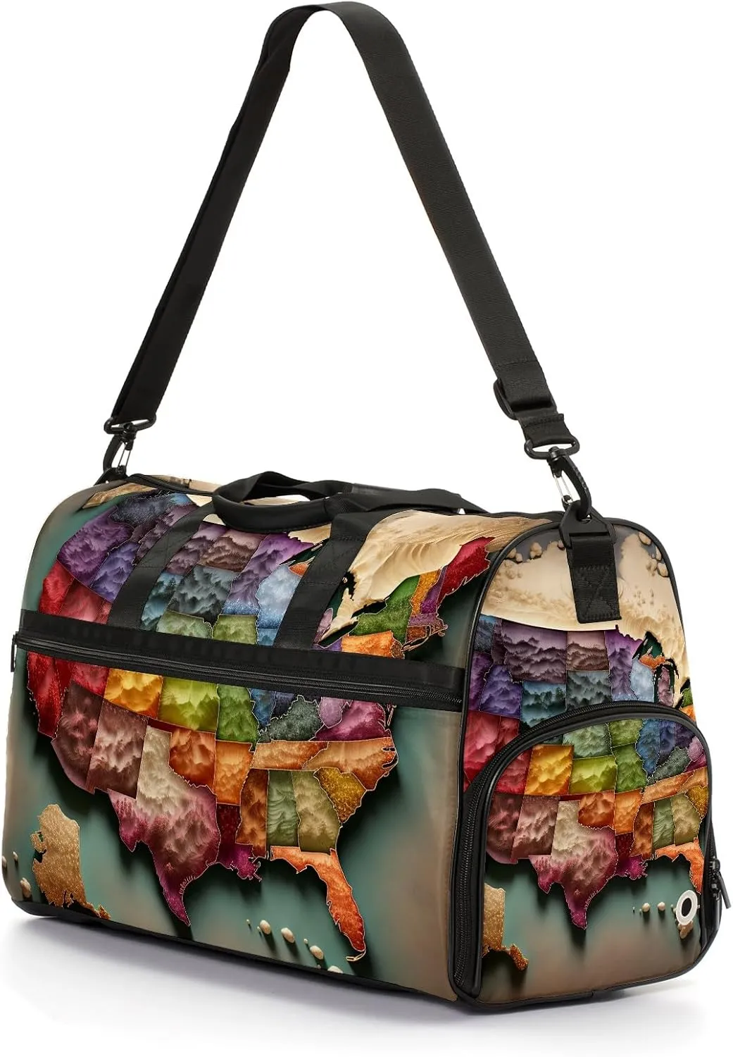Gym Bag for Women Men, Yoga Bag with Shoe Pocket, Travel Duffel Tote Bag for Plane, Workout, Swimming, Weekend Overnight Bag Carry on Bag Hospital Holdalls, America Map - 23