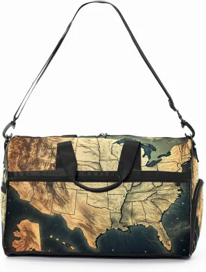 Gym Bag for Women Men, Yoga Bag with Shoe Pocket, Travel Duffel Tote Bag for Plane, Workout, Swimming, Weekend Overnight Bag Carry on Bag Hospital Holdalls, America Map - 2