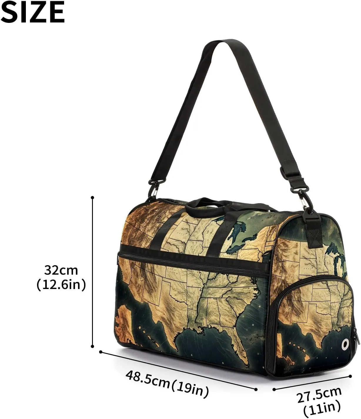 Gym Bag for Women Men, Yoga Bag with Shoe Pocket, Travel Duffel Tote Bag for Plane, Workout, Swimming, Weekend Overnight Bag Carry on Bag Hospital Holdalls, America Map - 2
