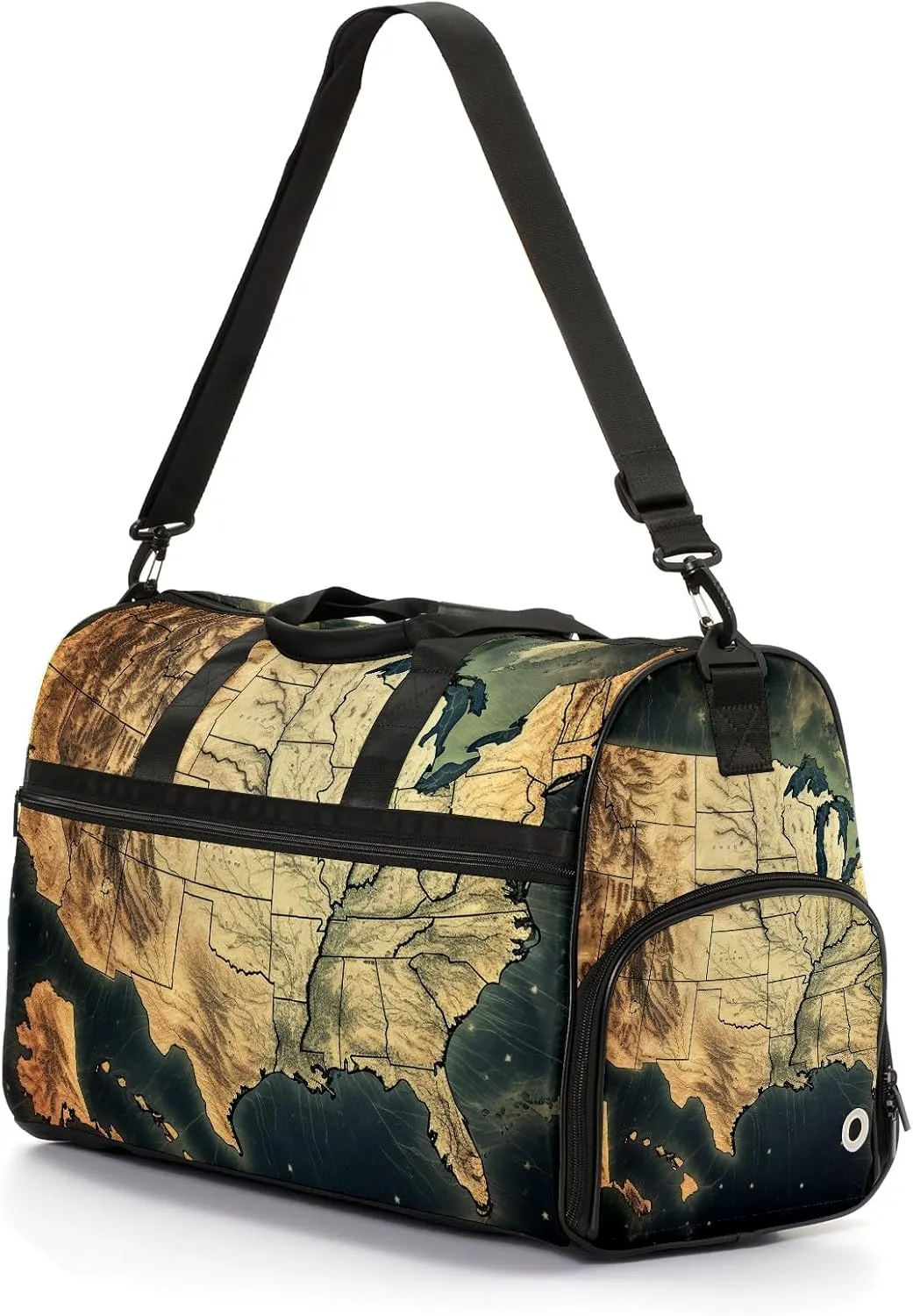 Gym Bag for Women Men, Yoga Bag with Shoe Pocket, Travel Duffel Tote Bag for Plane, Workout, Swimming, Weekend Overnight Bag Carry on Bag Hospital Holdalls, America Map - 2