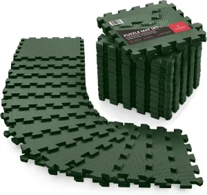 Gym Flooring Set - Interlocking EVA Soft Foam Floor Mat, 18 Pieces Puzzle Rubber Tiles Protective Ground Surface Protection, Play Workout Exercise Mats Underlay Matting Sports Pool Home Fitness Garage