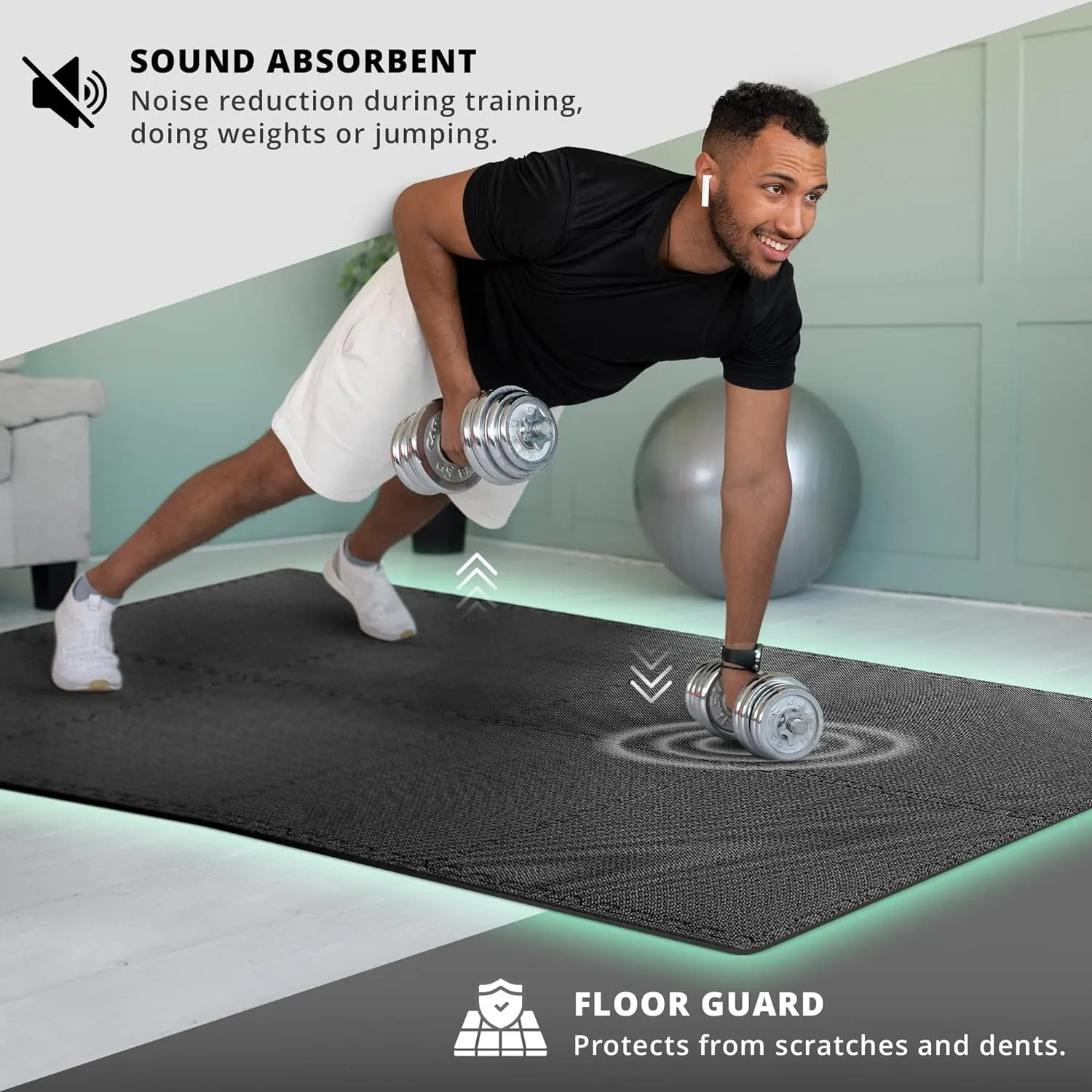 Gym Flooring Set - Interlocking EVA Soft Foam Floor Mat, 18 Pieces Puzzle Rubber Tiles Protective Ground Surface Protection, Play Workout Exercise Mats Underlay Matting Sports Pool Home Fitness Garage