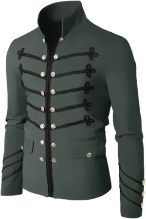HABEN Mens Steampunk Military Jacket Napoleon Marching Band Drummer Jackets Embroidery Slim Fit Stylish Suit Blazer Jacket