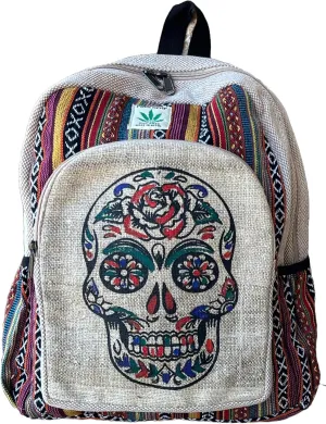 Handmade Unique Design Himalayan Hemp Cotton Backpack 17 IN Large Hippie, Festival, Hiking & Tablet Laptop Backpack Bag - Made In Mt. Everest Country Nepal