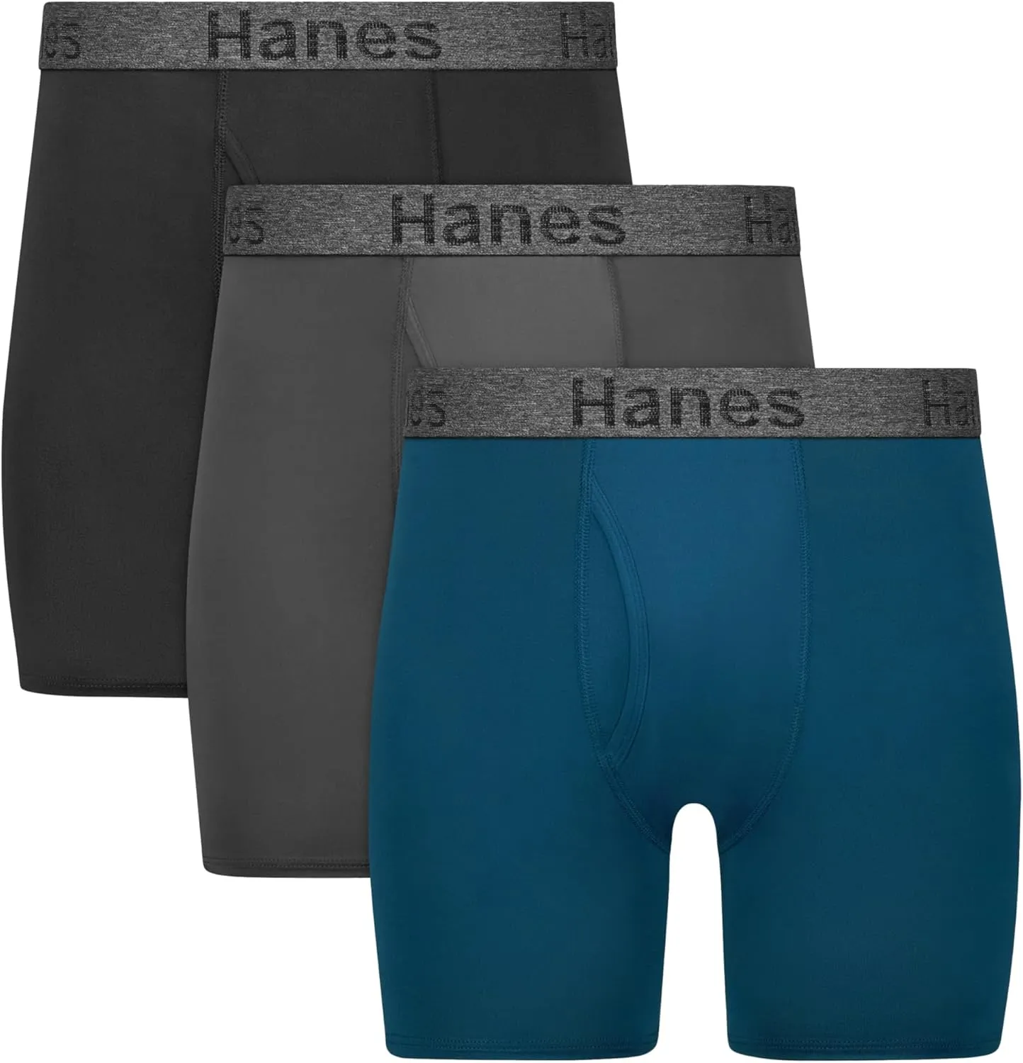 Hanes Men's Stay Dry Pouch, Performance Stretch Boxer Brief with Leak Protection, 3-Pack