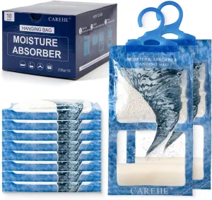 Hanging Moisture Absorbers Bags, Effective Dehumidifiers for Closet, Wardrobe & Bedroom, Absorbs Excess Humidity, Prevents Dampness & Odor, Easy to Use & Long-Lasting Fragrance-Free