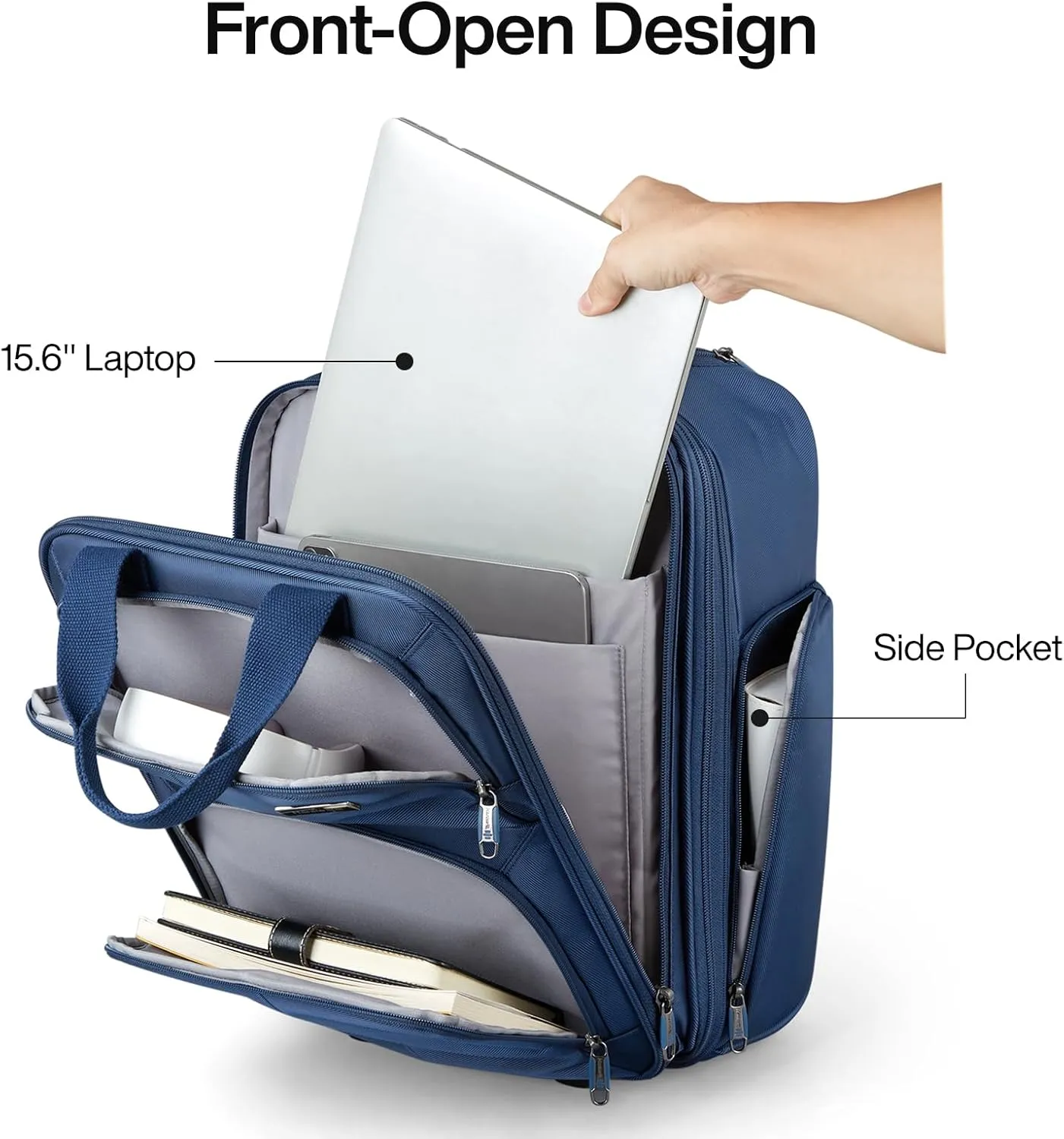 Hanke Softside Expandable Underseat Carry On Bags for Airplanes,Travel Luggage Rolling Bag Personal Item Bag Small Suitcase,Blue,16-Inch