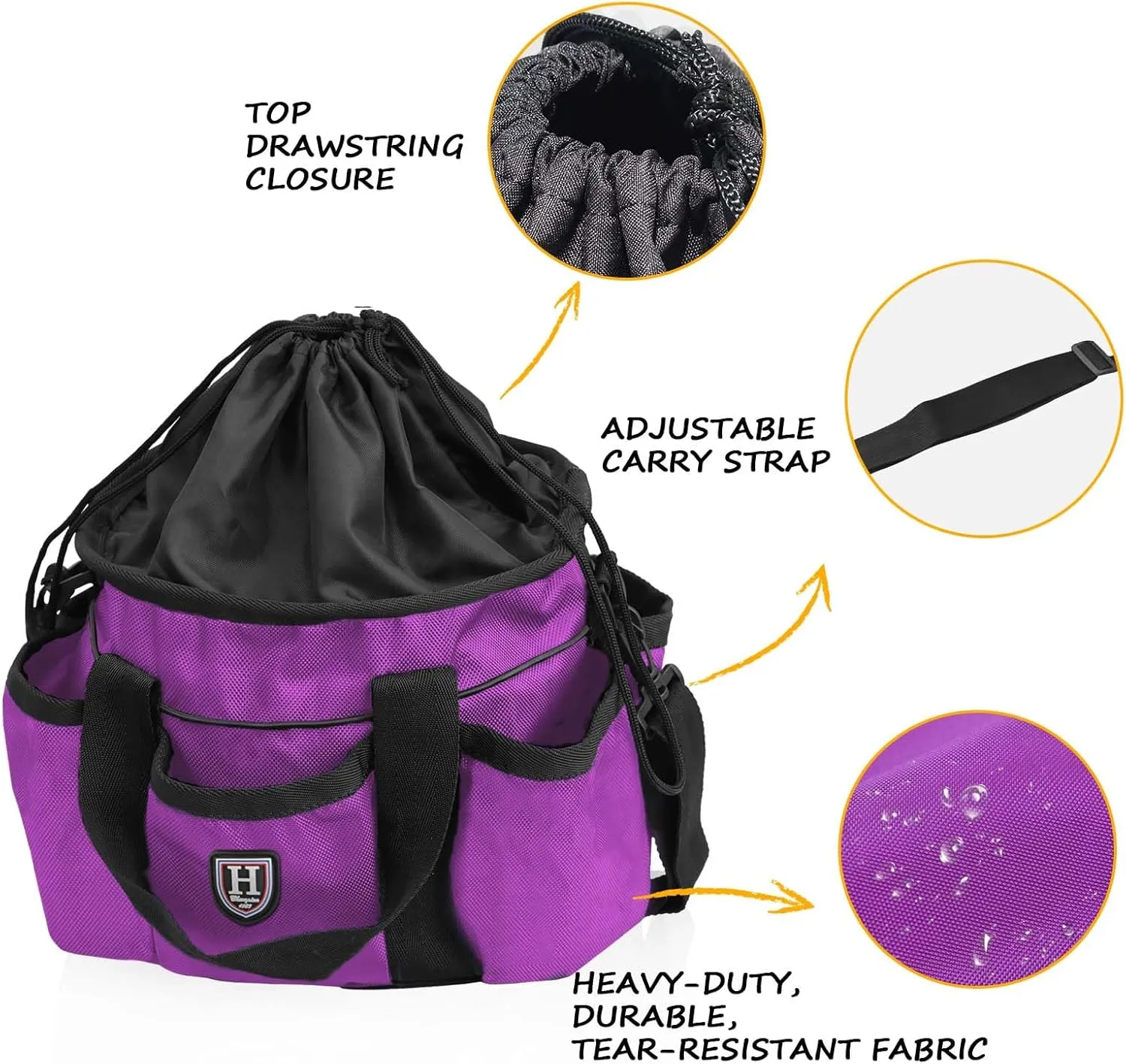 Harrison Howard Premium Horse Grooming Organizer Bag Horse Grooming Tote Bag-Violet