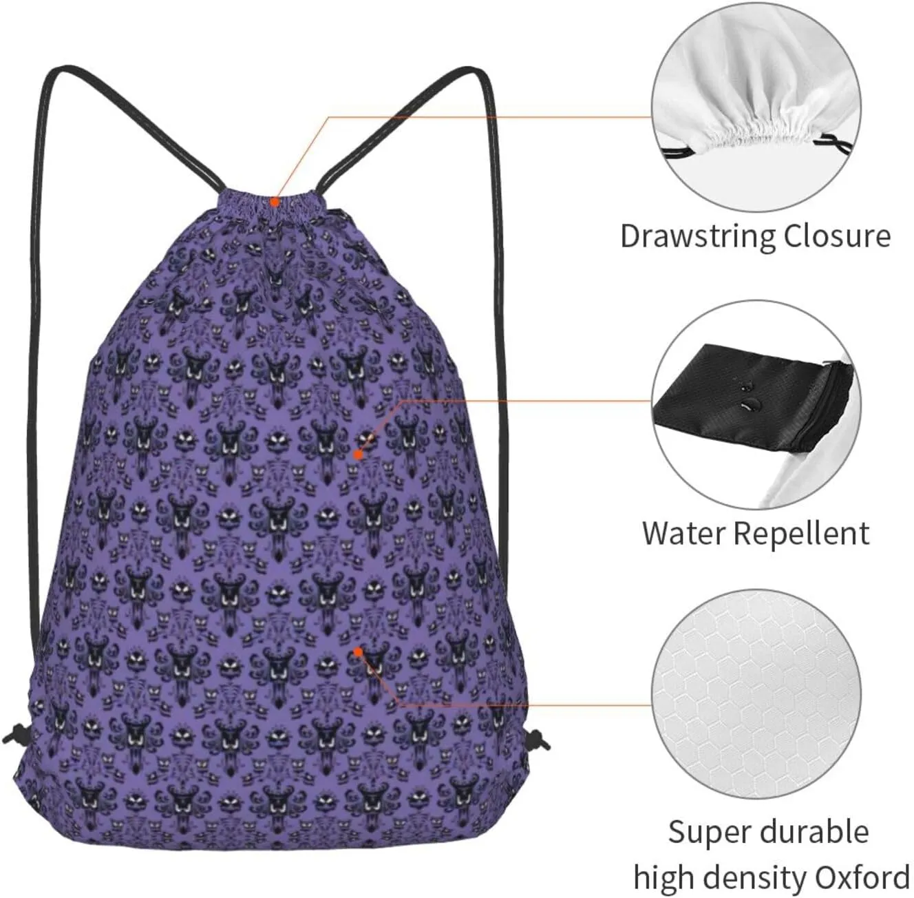 Haunted Mansion String Drawstring Backpack Cinch Bag Polyester Sackpack For Beach Picnic Outing