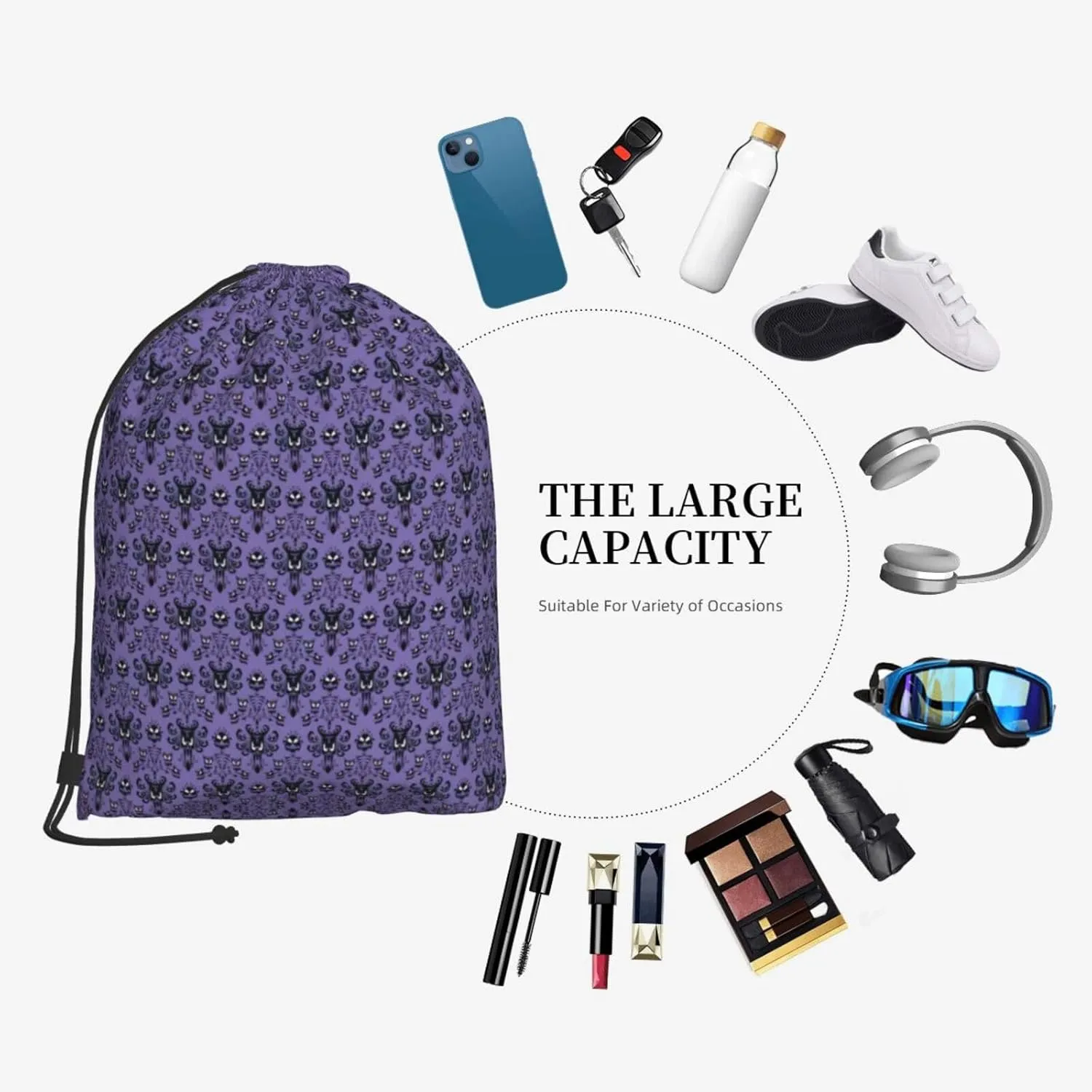 Haunted Mansion String Drawstring Backpack Cinch Bag Polyester Sackpack For Beach Picnic Outing
