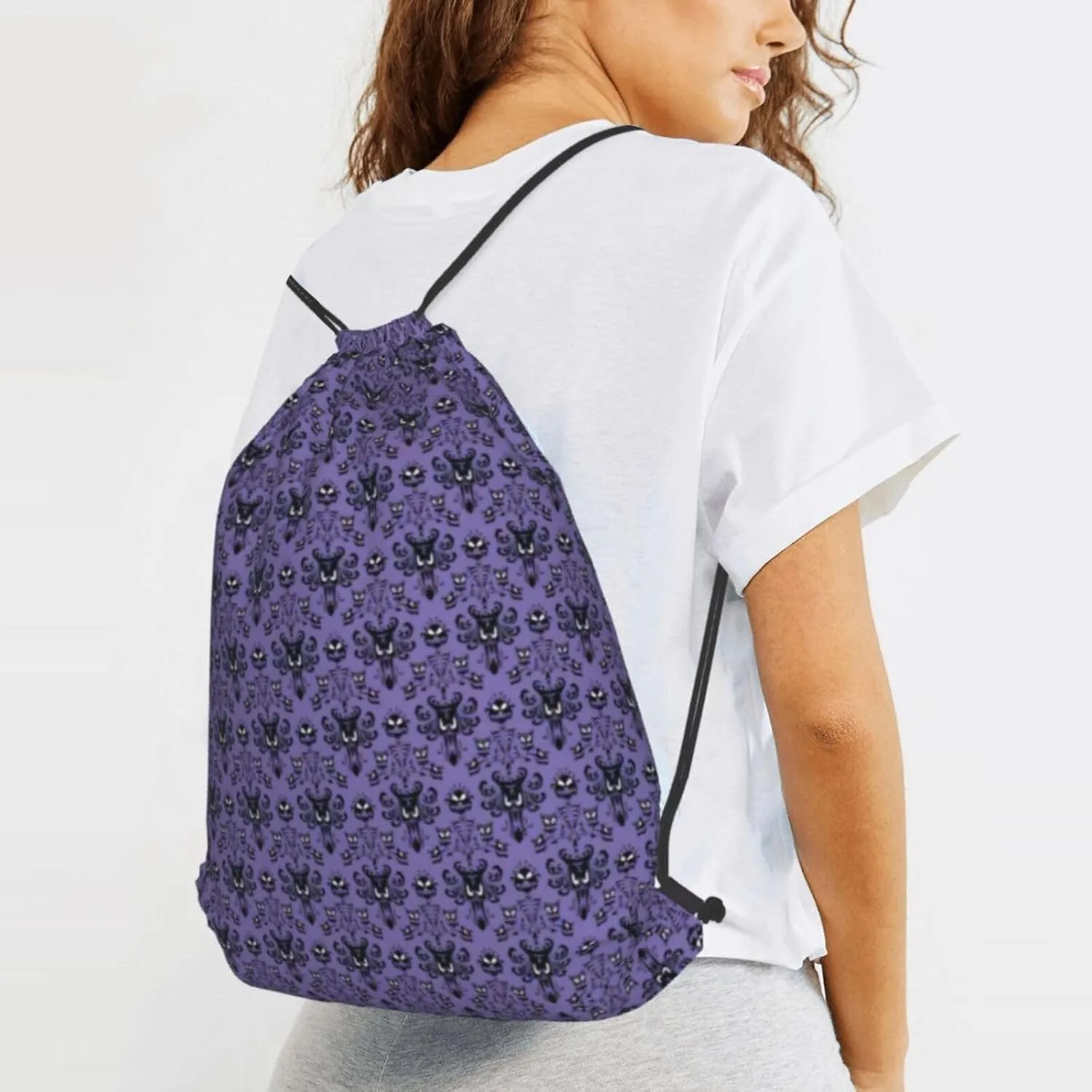 Haunted Mansion String Drawstring Backpack Cinch Bag Polyester Sackpack For Beach Picnic Outing