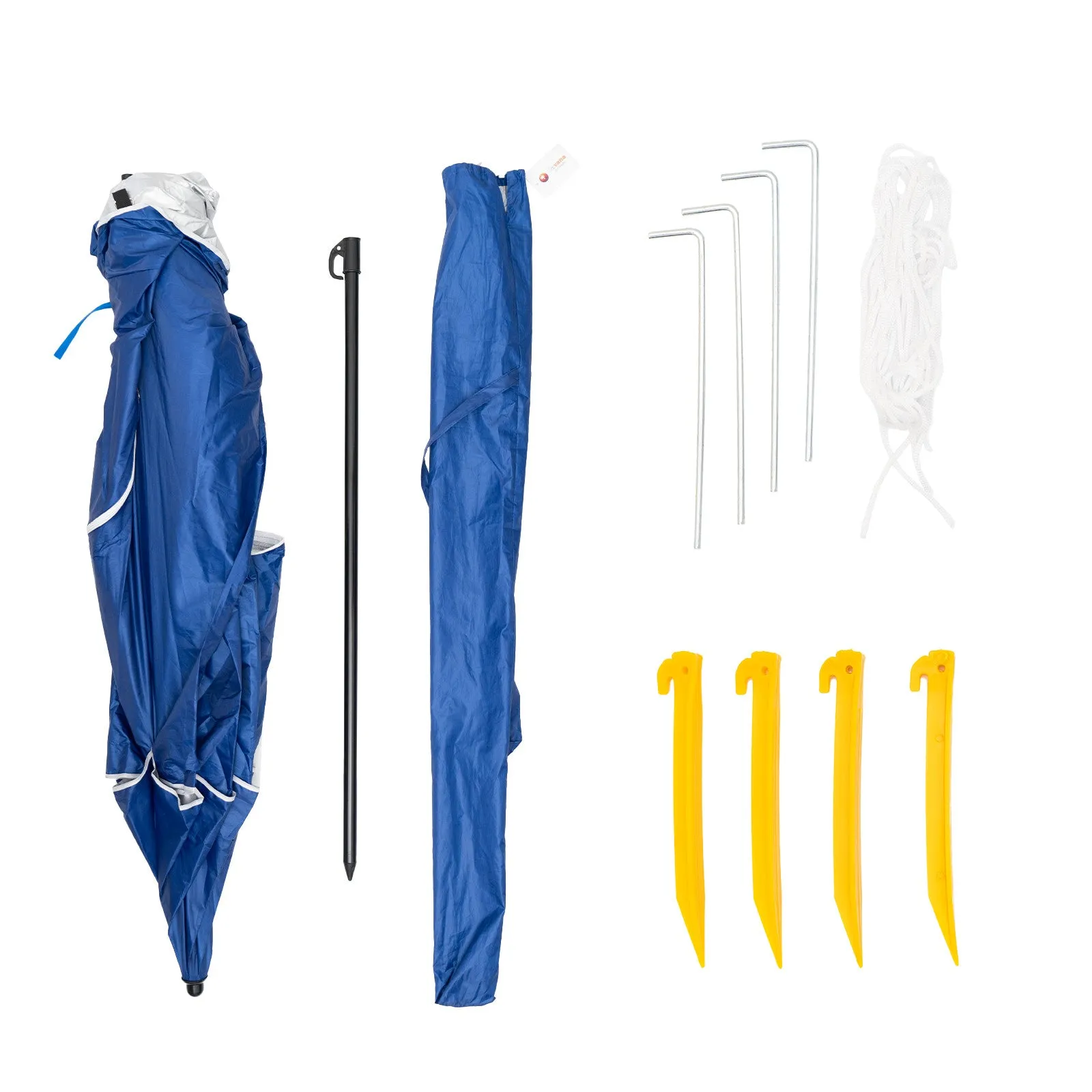 Havana Outdoors Beach Umbrella 2.4M Outdoor Garden Beach Portable Shade Shelter - Blue-NT_Rural