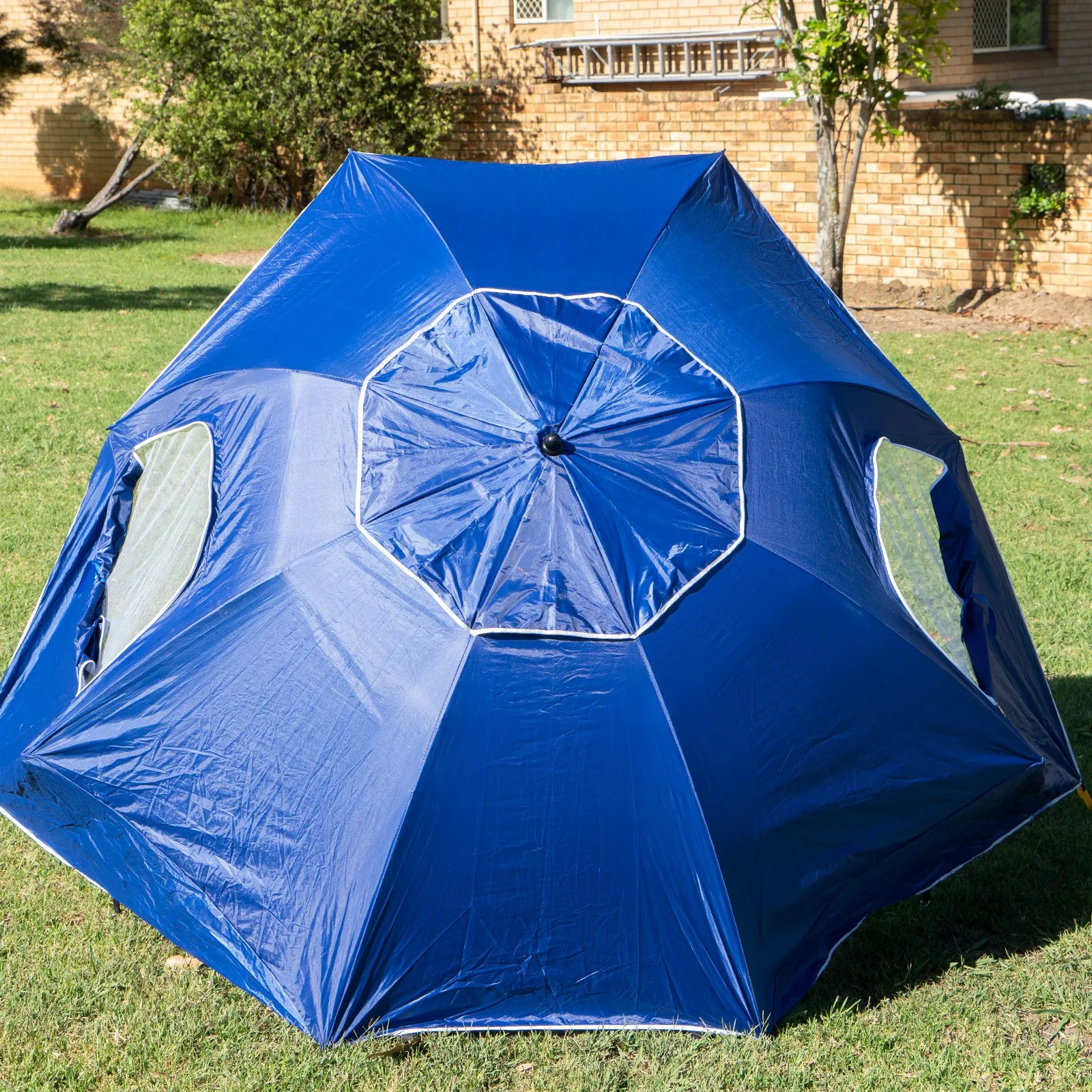 Havana Outdoors Beach Umbrella 2.4M Outdoor Garden Beach Portable Shade Shelter - Blue-NT_Rural
