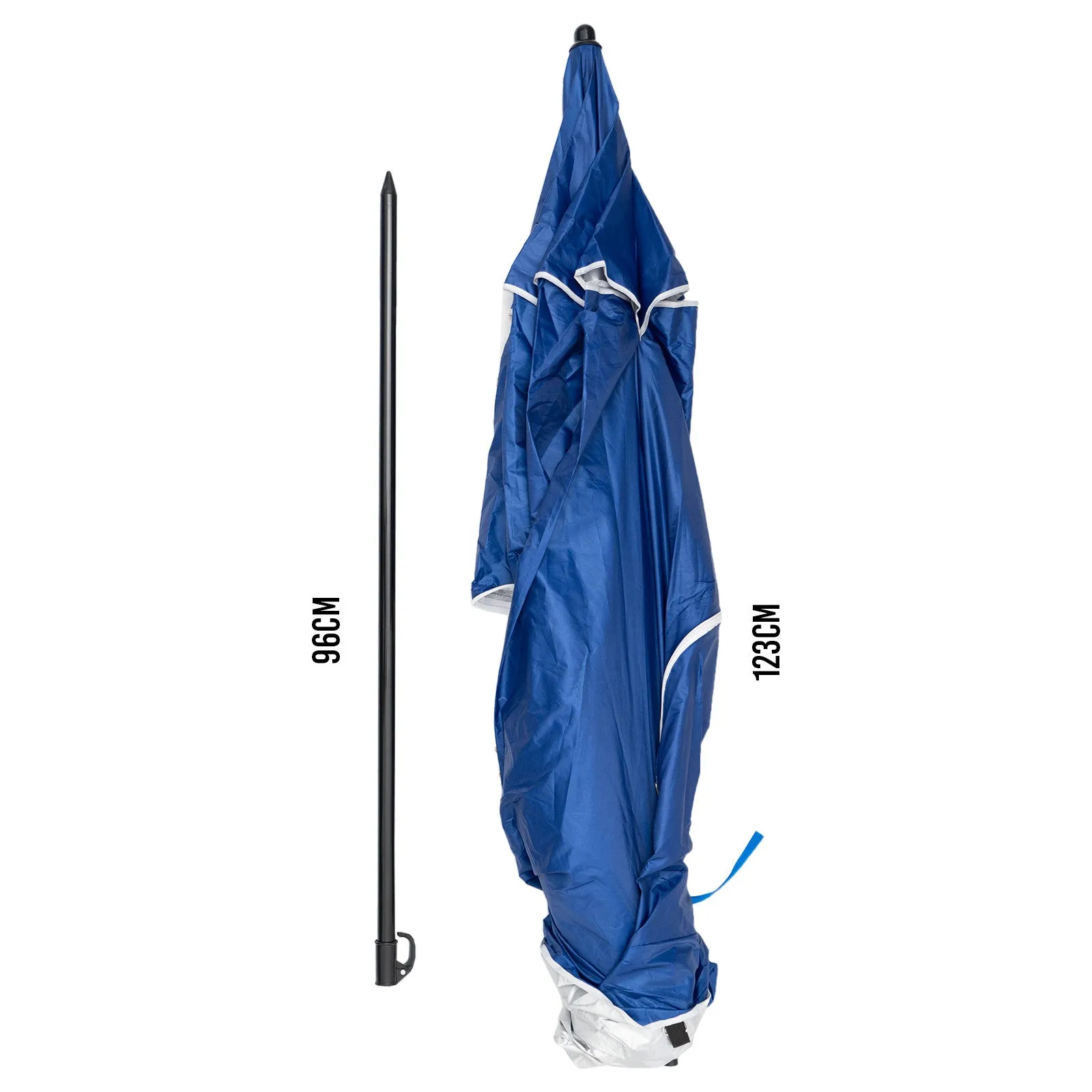 Havana Outdoors Beach Umbrella 2.4M Outdoor Garden Beach Portable Shade Shelter - Blue-NT_Rural