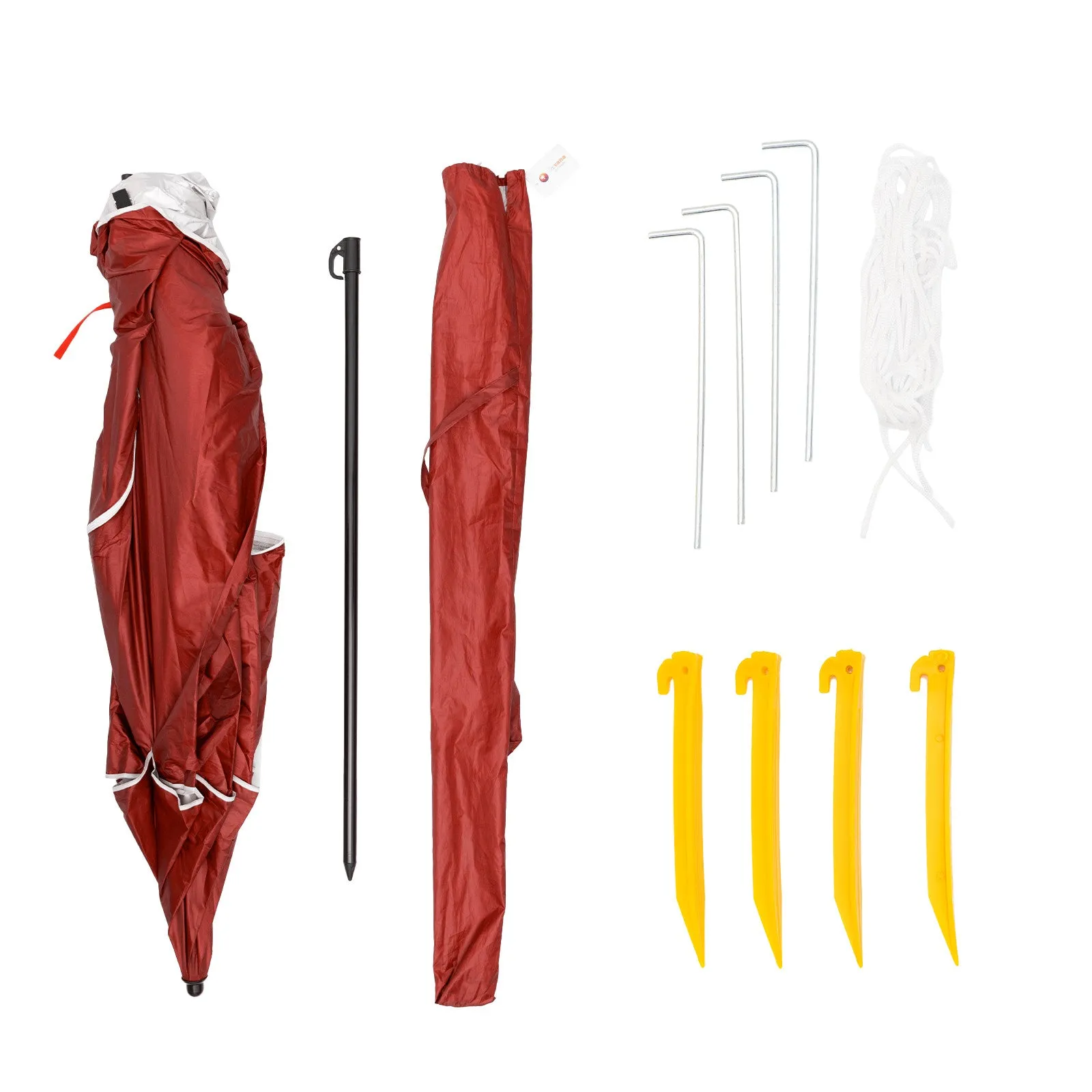 Havana Outdoors Beach Umbrella 2.4M Outdoor Garden Beach Portable Shade Shelter - Red-QLD_Rural