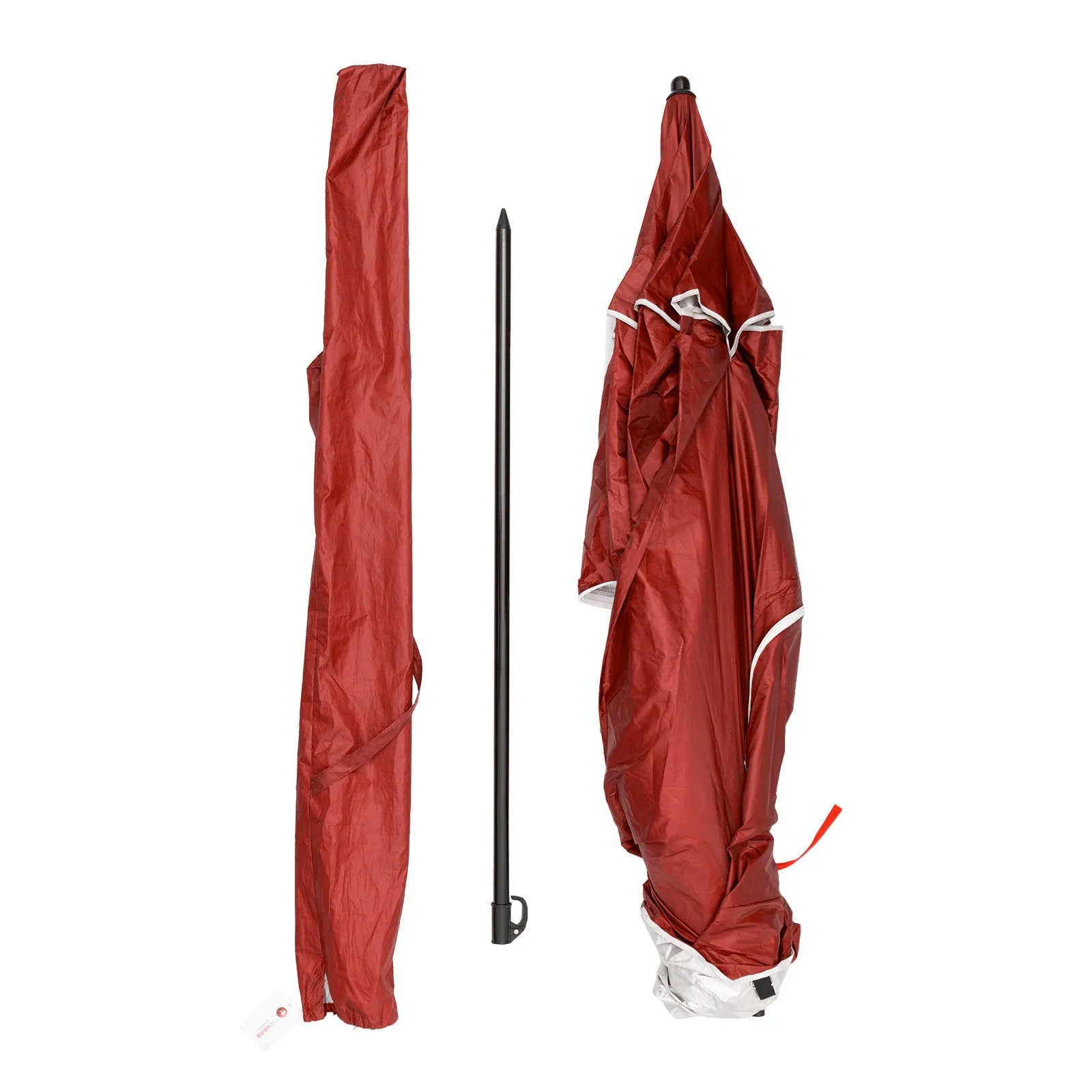Havana Outdoors Beach Umbrella 2.4M Outdoor Garden Beach Portable Shade Shelter - Red-QLD_Rural
