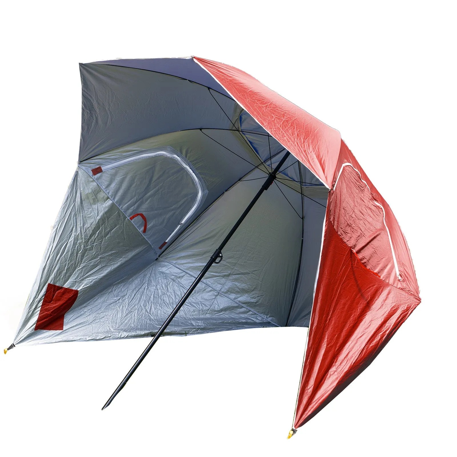 Havana Outdoors Beach Umbrella 2.4M Outdoor Garden Beach Portable Shade Shelter - Red-QLD_Rural