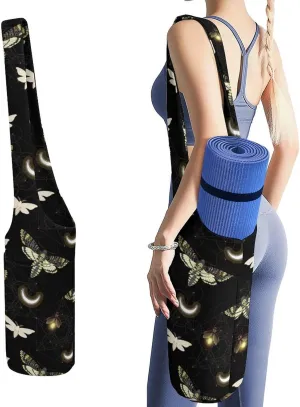 Hawk Moth Yoga Mat Bag with Large Side Pockets Yoga Gym Bags Tote Yoga Mat Carrier Shoulder Bag for Yoga Accessories Gifts