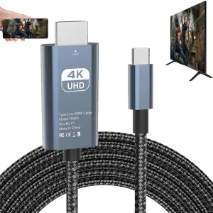 HDMI Adapter USB Type C MHL Cable Braided 4K HD Video Converter HDTV Cord for Mirroring to Projector Monitor TV Compatible HP Laptop MacBook Samsung Note 9 20 Plus Galaxy S20 S21 S22 S23 Android Phone