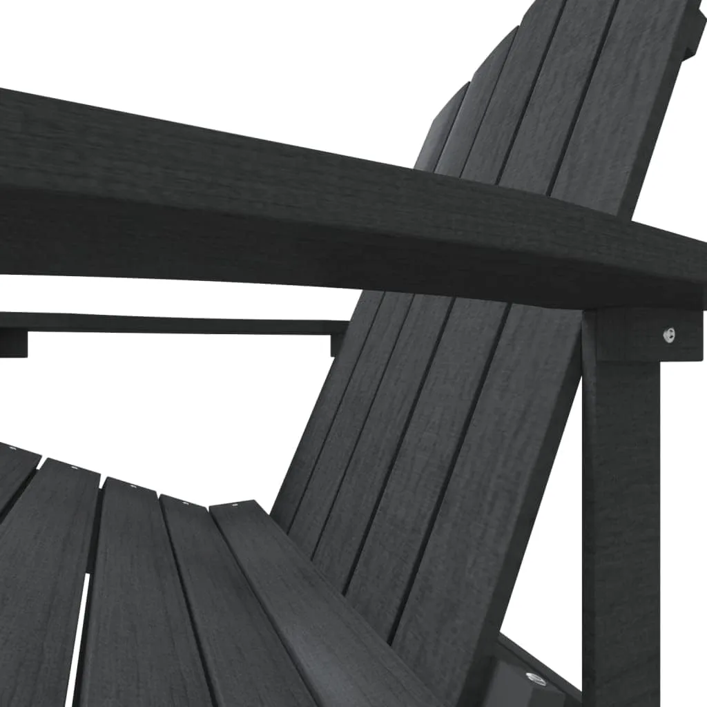 HDPE Adirondack Chair for Outdoor Patio, Anthracite Weather-Resistant Lounge Chair with Wide Arms and Steel Frame, Durable Backyard Furniture