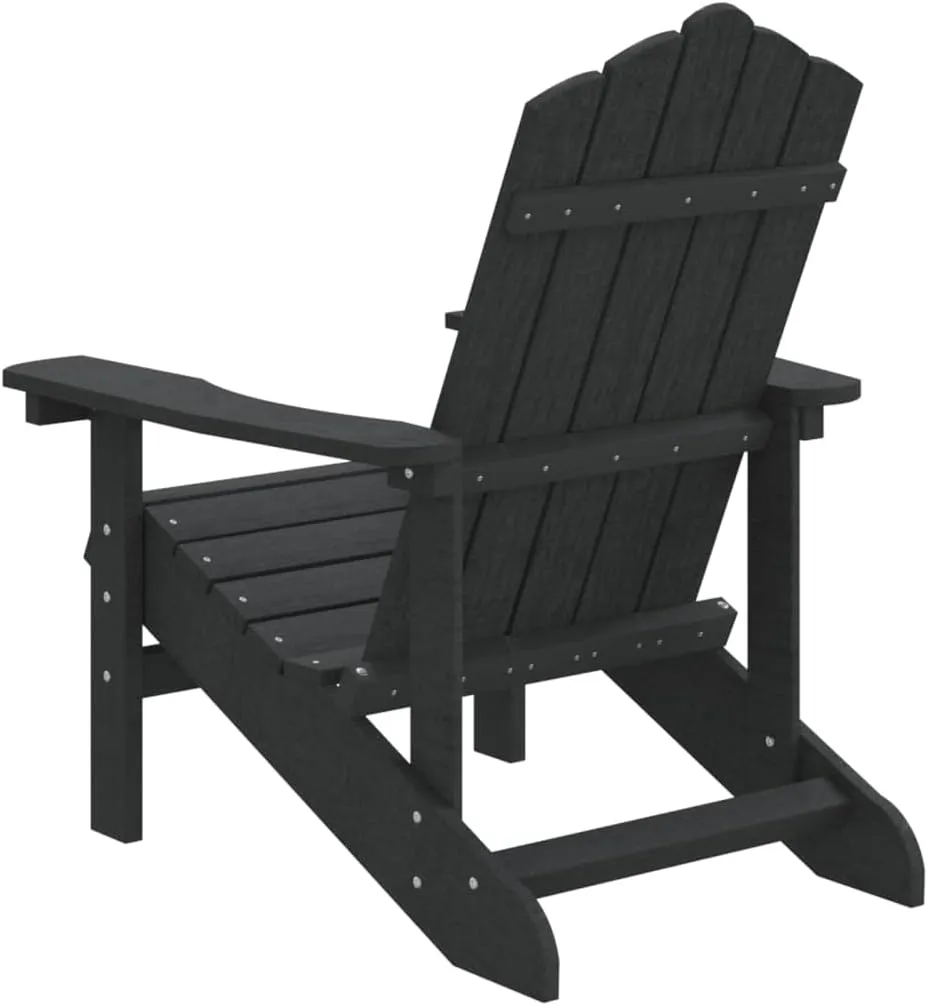 HDPE Adirondack Chair for Outdoor Patio, Anthracite Weather-Resistant Lounge Chair with Wide Arms and Steel Frame, Durable Backyard Furniture